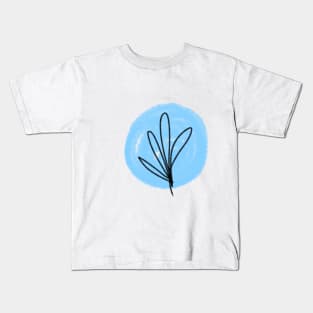 Blue watercolor line art abstract art Kids T-Shirt